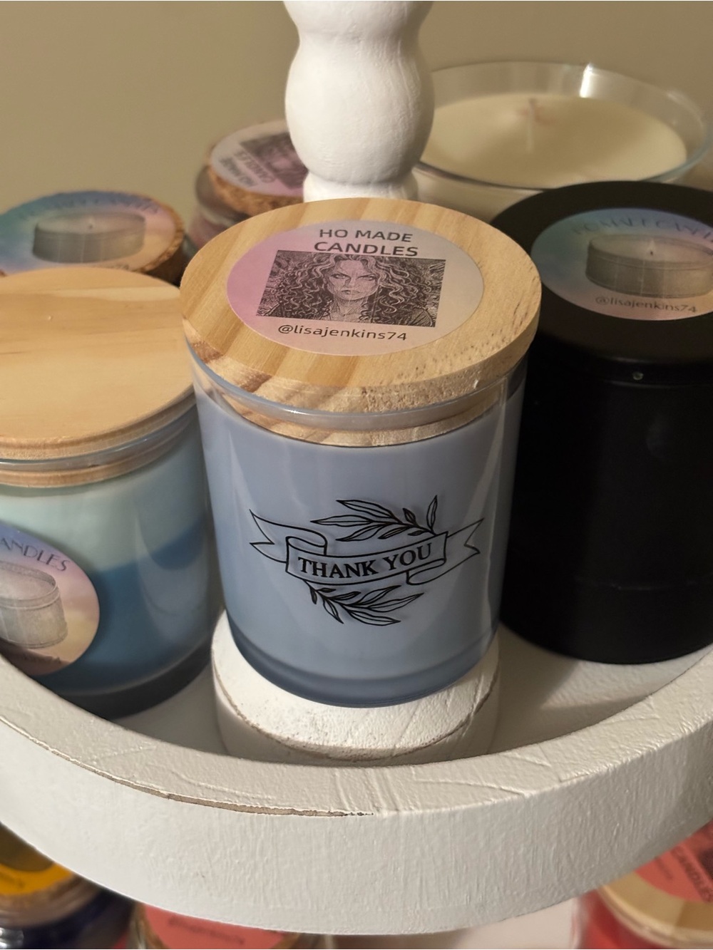 Thank You Blue Downey Fresh Scented Candle with Wooden Lid